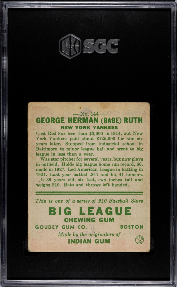 1933 Goudey Babe Ruth #144 SGC 3