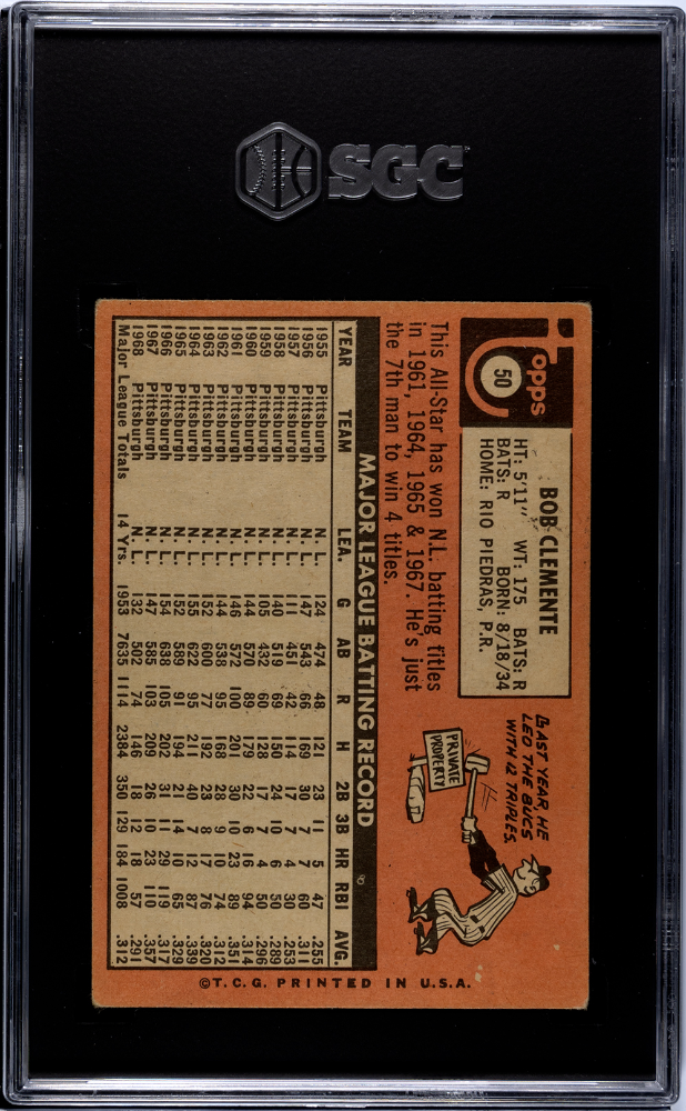 1969 Topps Bob Clemente #50 SGC 3.5