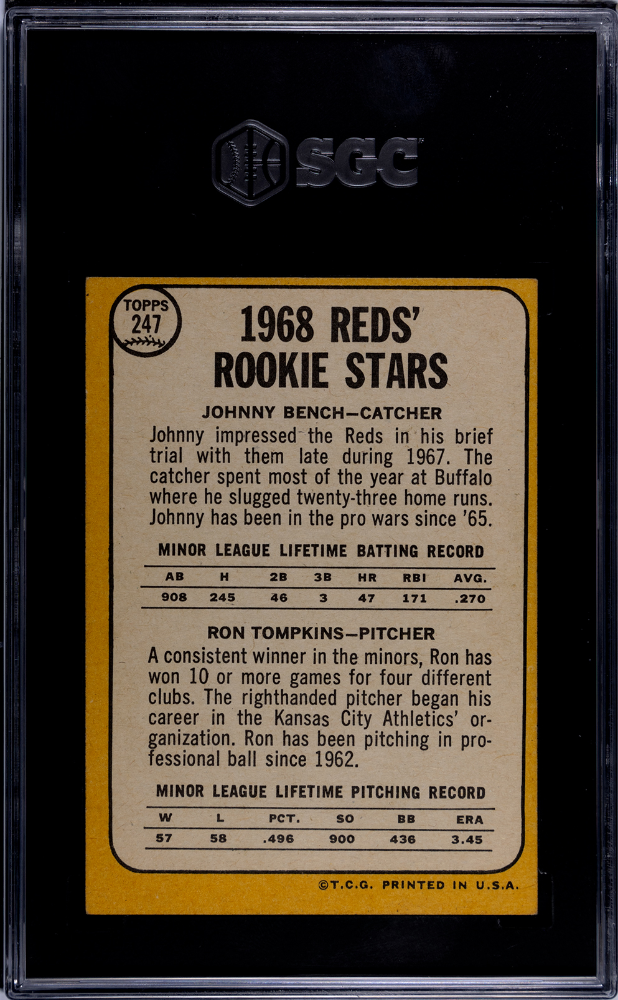 1968 Topps Johnny Bench #247 SGC 7