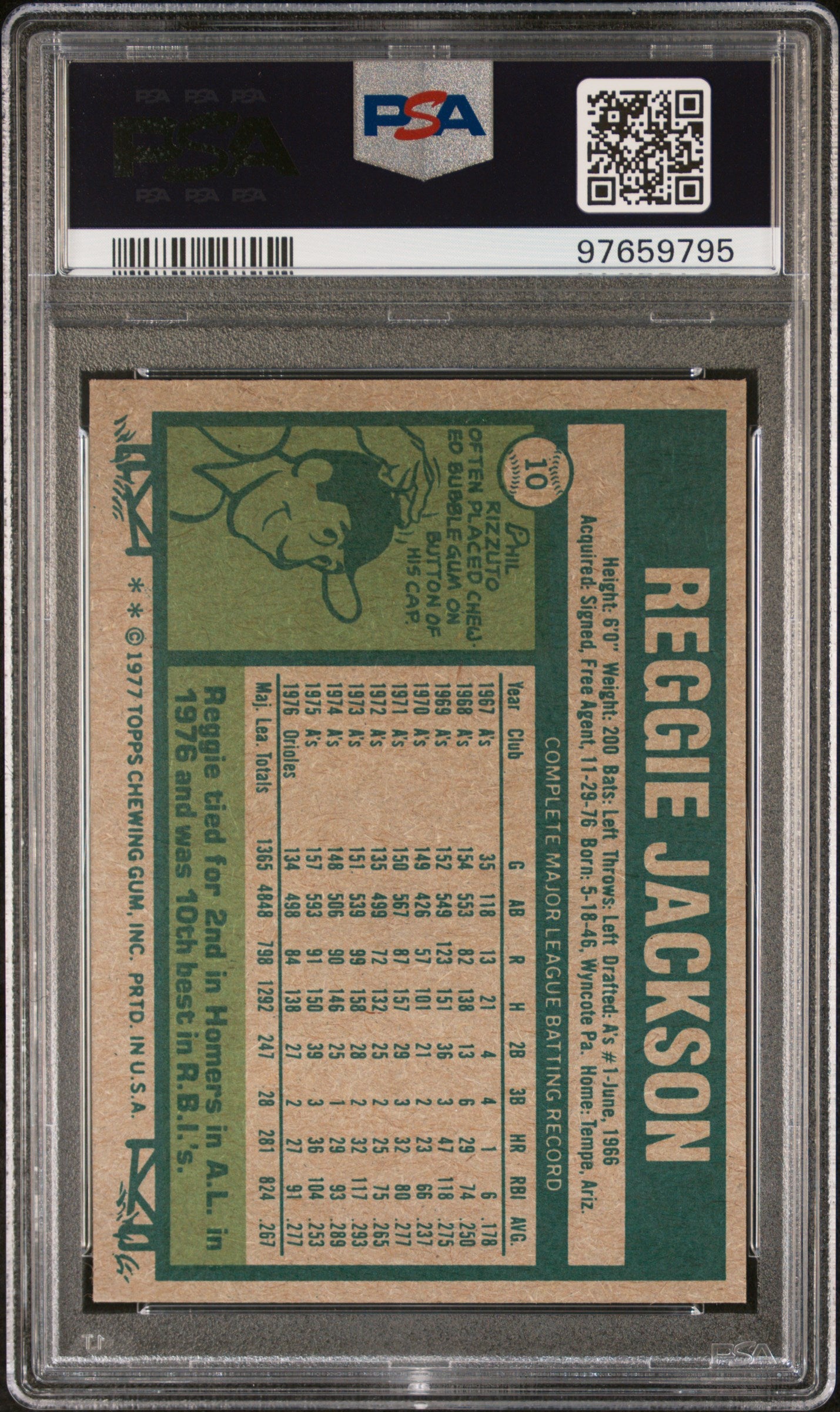 1977 Topps Reggie Jackson #10 PSA 8