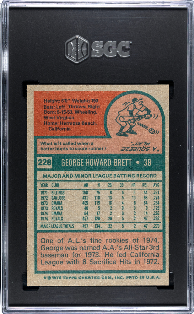 1975 Topps George Brett #228 SGC 4.5