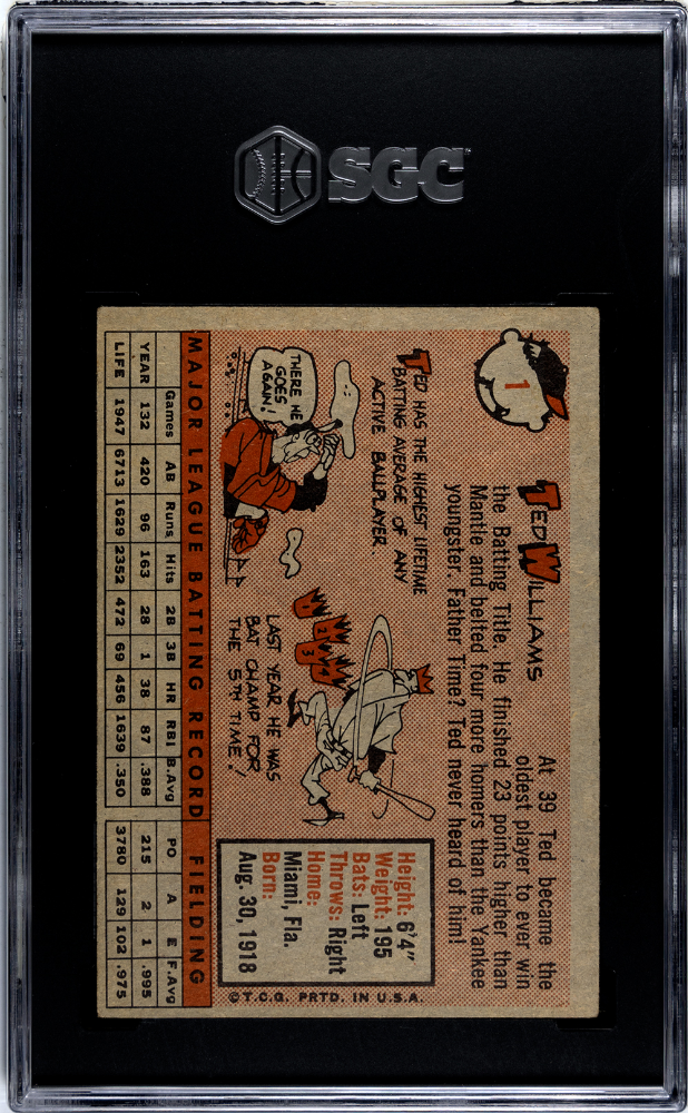 1958 Topps Ted Williams #1 SGC 2