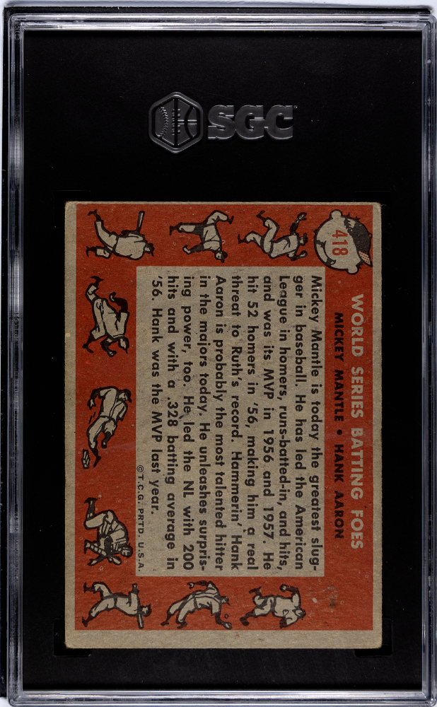 1958 Topps W. S. Batting Foes #418 SGC 3.5