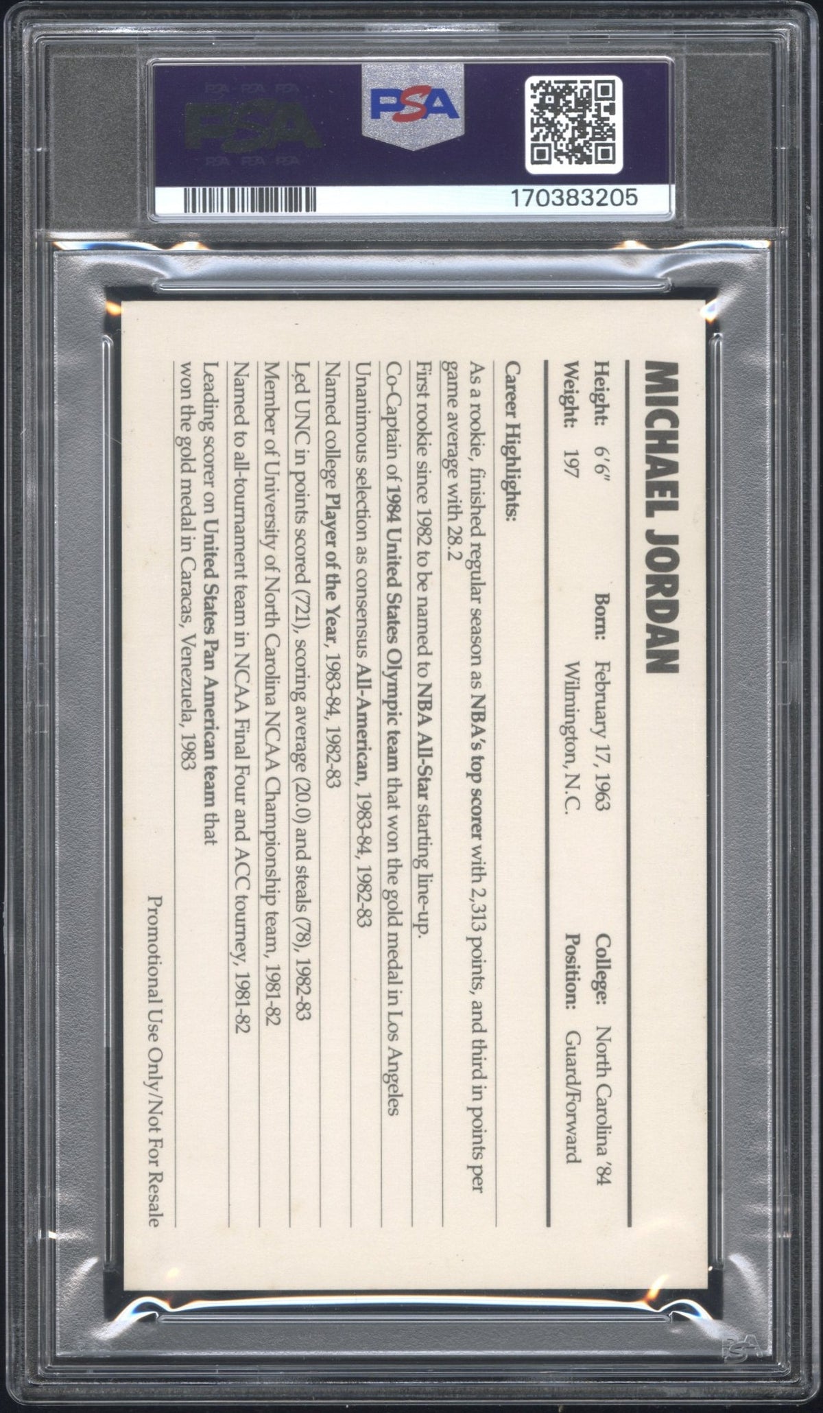 1985 Nike Michael Jordan Promo PSA 4