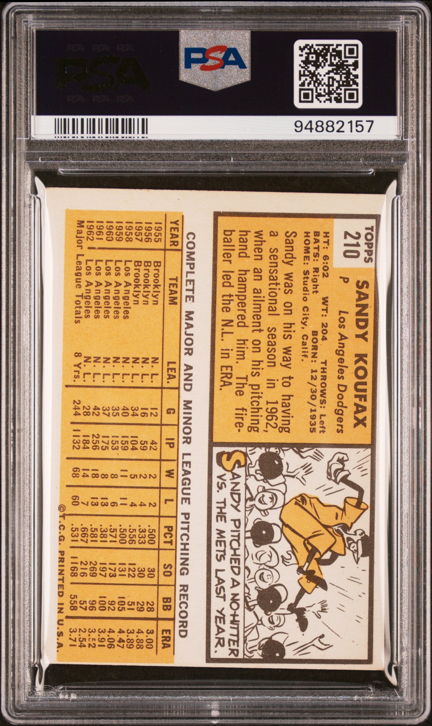1963 Topps Sandy Koufax #210 PSA 6