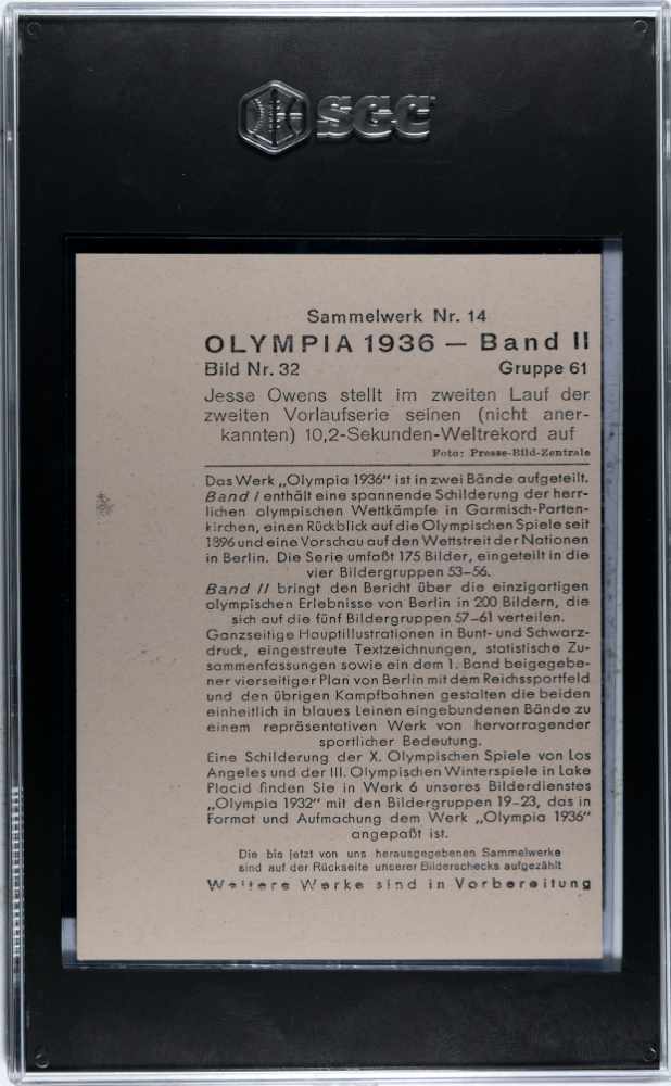 1936 Reemtsma Jesse Owens #32 NR. 14 SGC 6