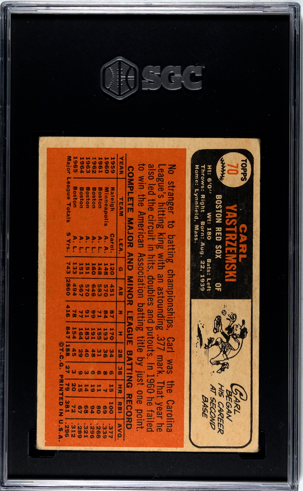 1966 Topps Venezuelan Carl Yastrzemski #70 SGC 3