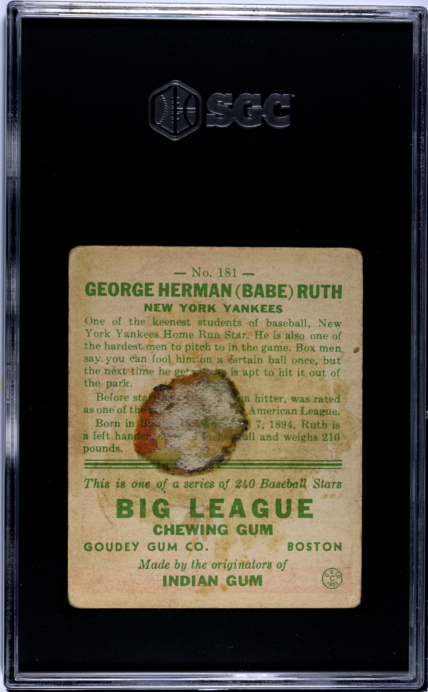 1933 Goudey Babe Ruth #181 SGC 1