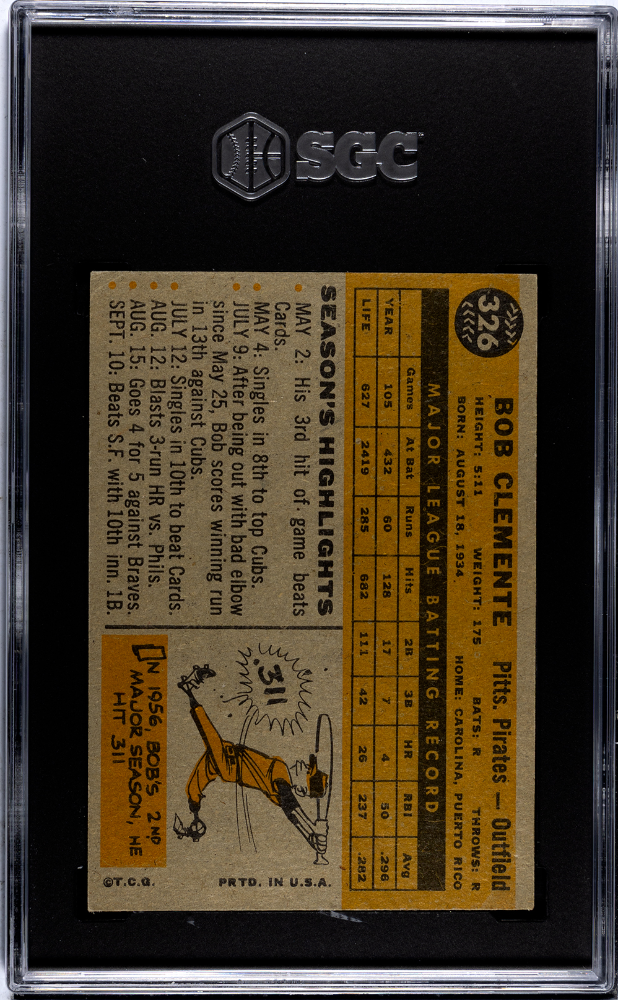 1960 Topps Bob Clemente #326 SGC 4.5