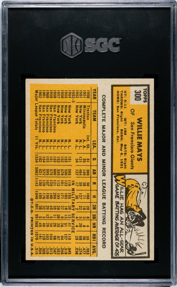 1963 Topps Willie Mays #300 SGC 6