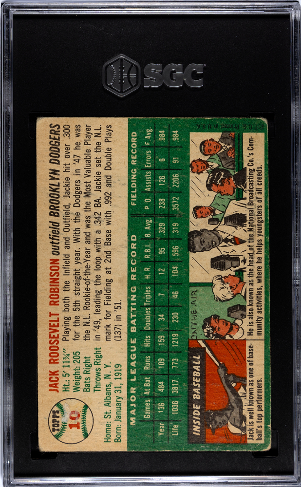 1954 Topps Jackie Robinson #10 SGC 2.5