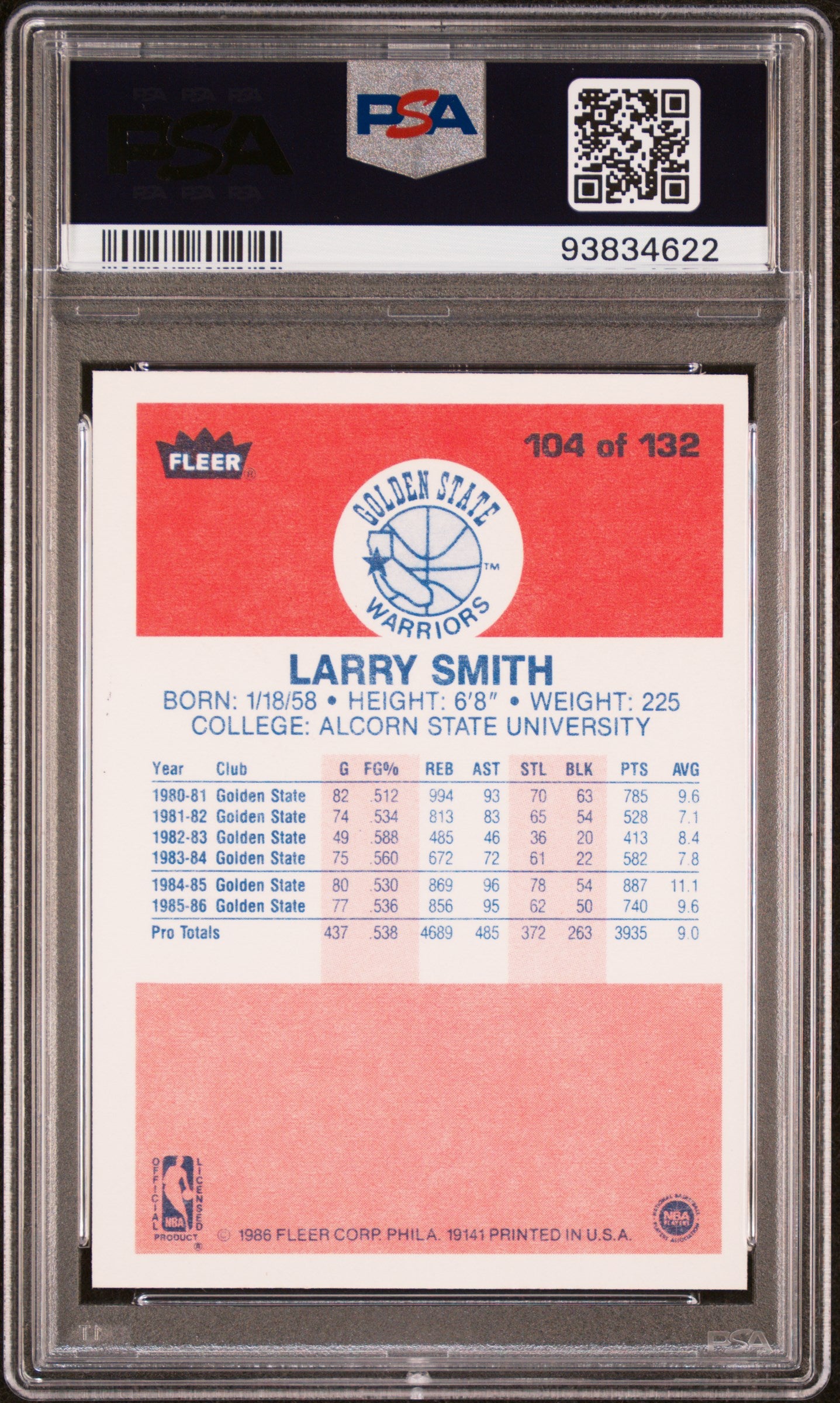 1986 Fleer Larry Smith #104 PSA 9