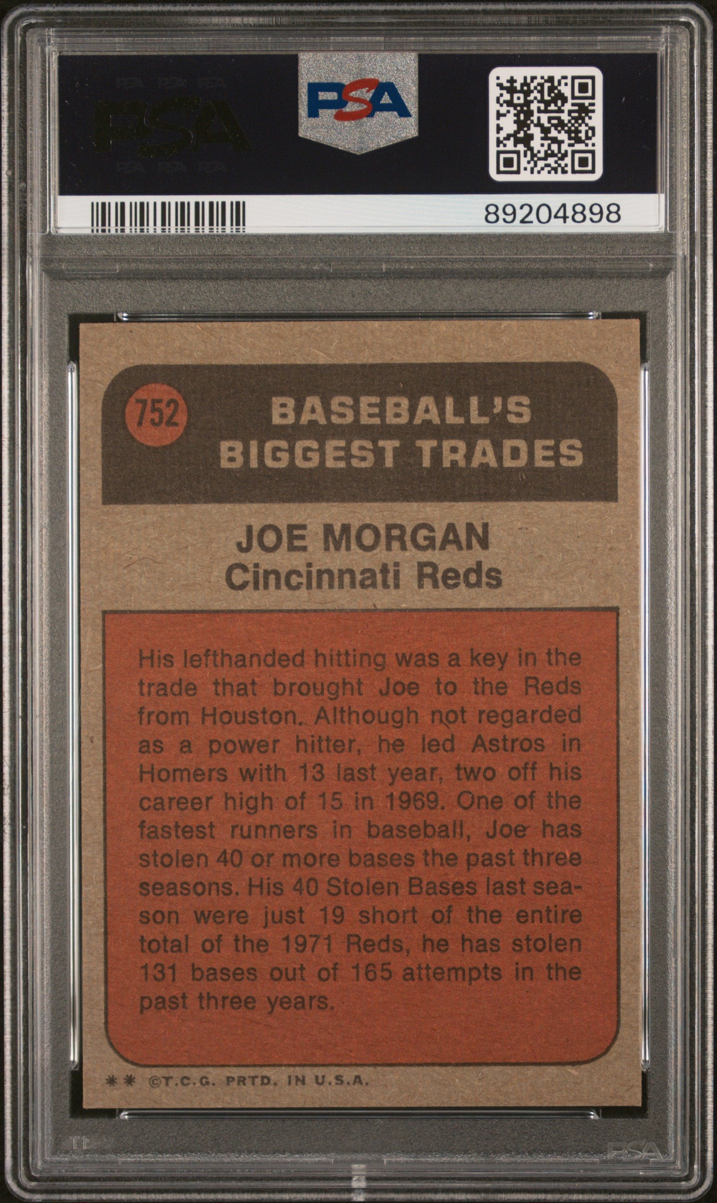 1972 Topps Joe Morgan #752 Traded PSA 6
