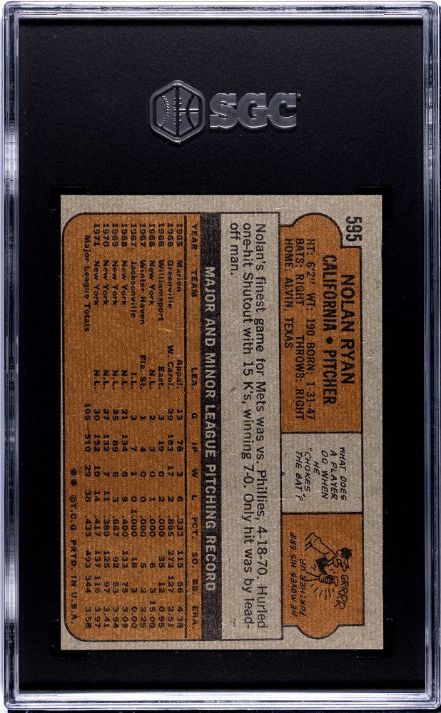 1972 Topps Nolan Ryan #595 SGC 6