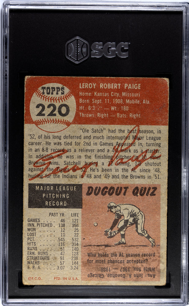 1953 Topps Satchel Paige #220 SGC 2.5