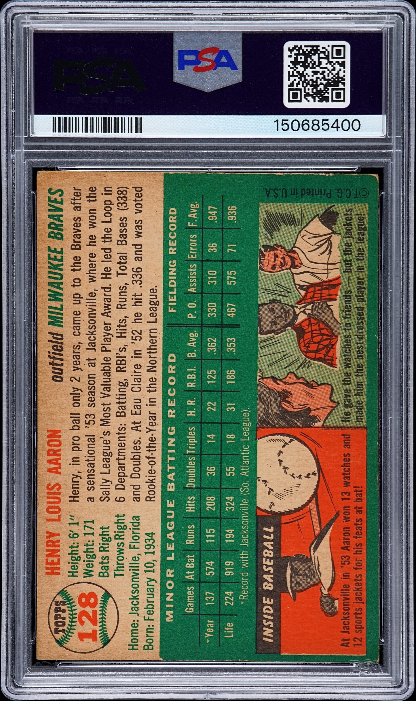 1954 Topps Henry Aaron #128 PSA 5