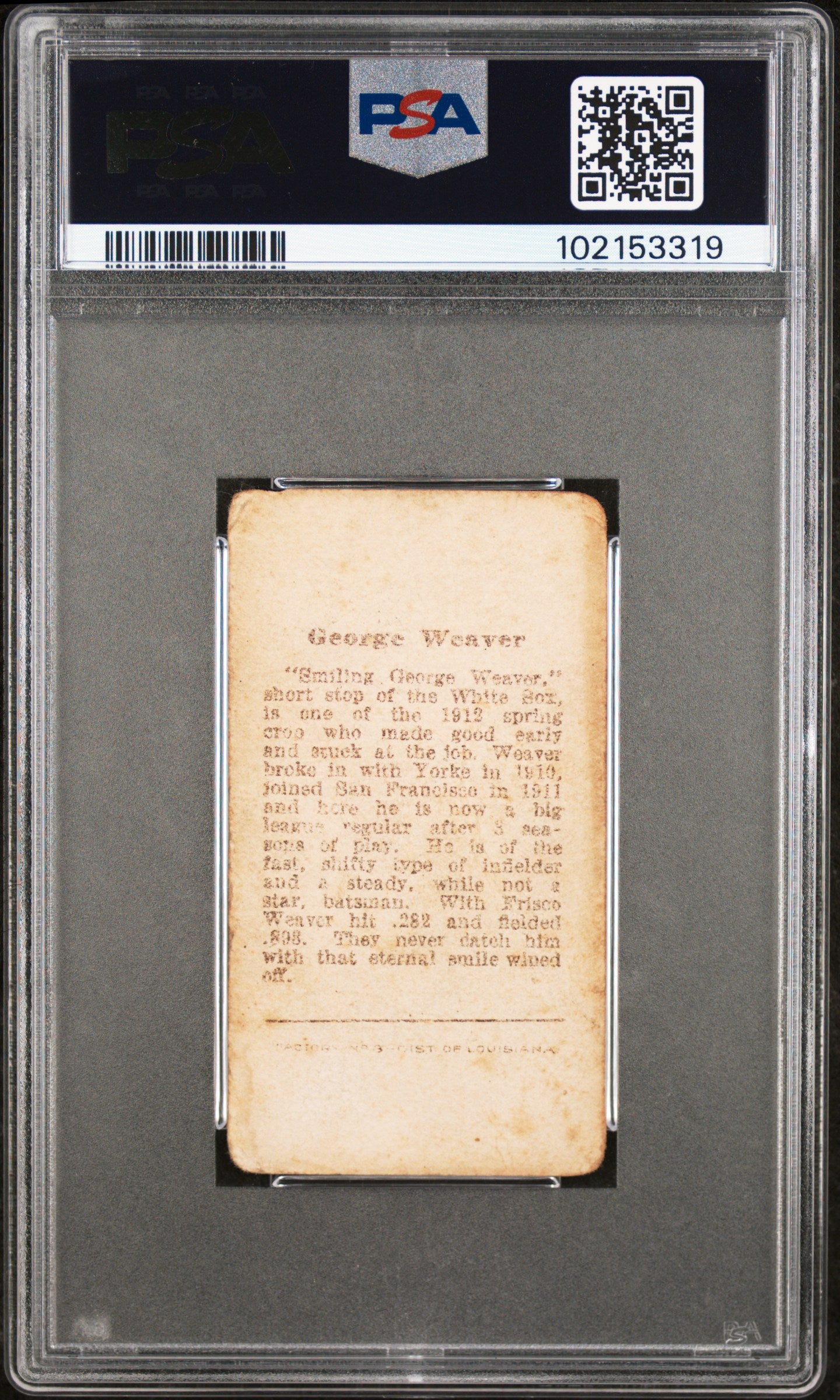 1912 T207 Brown Background George Weaver PSA 1