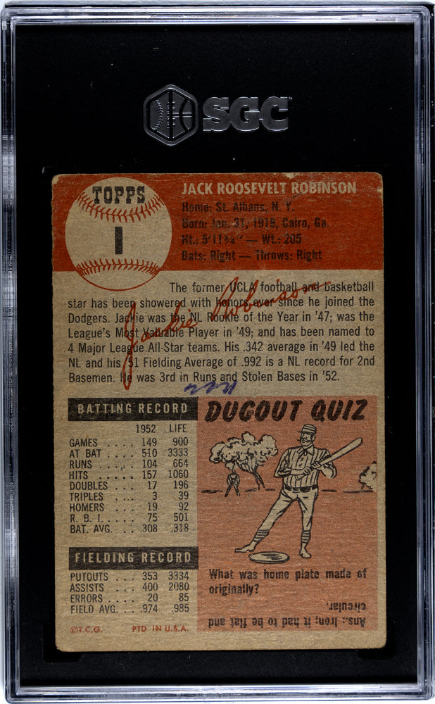 1953 Topps Jackie Robinson #1 SGC 1.5
