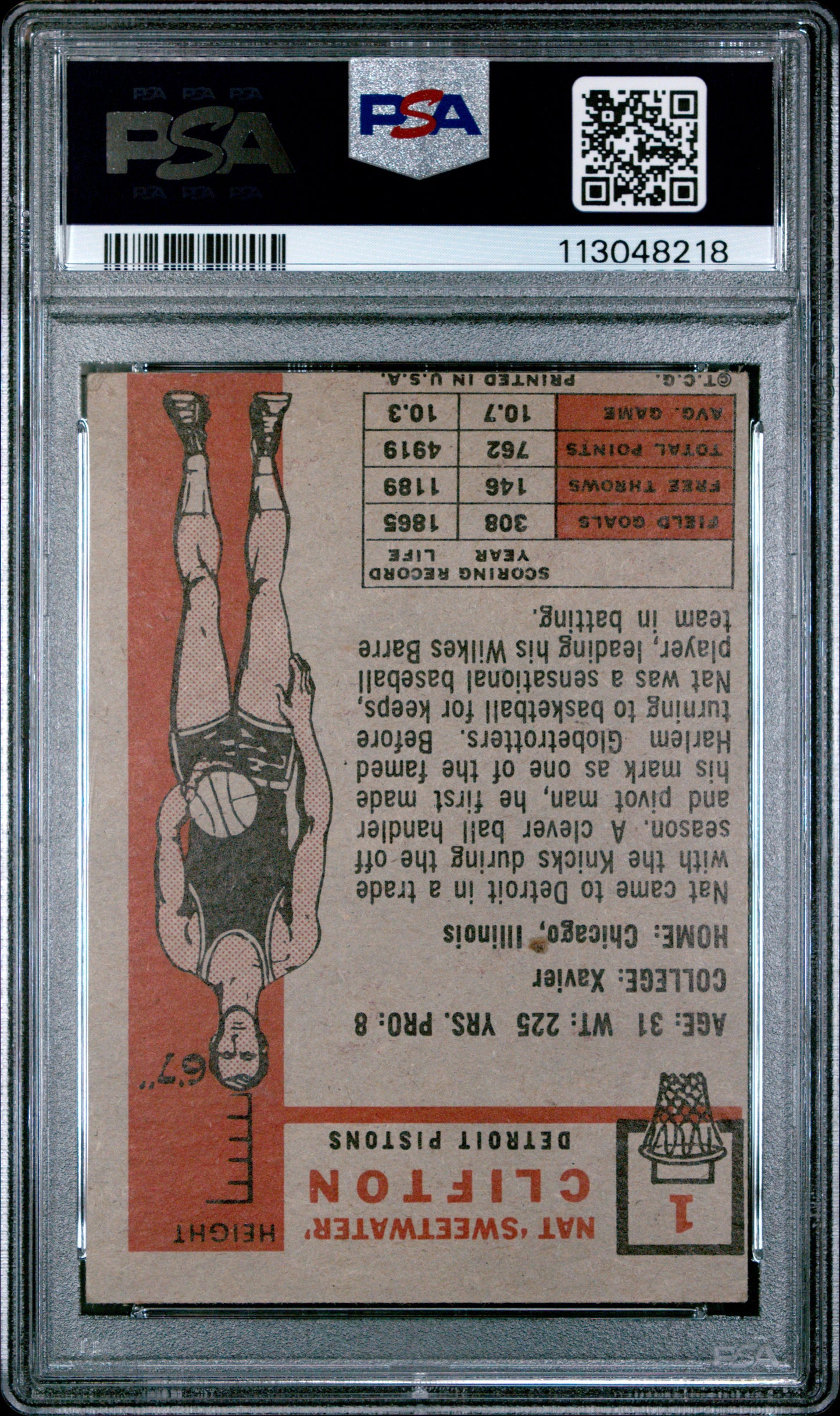 1957 Topps Nat Clifton #1 PSA 4 MC