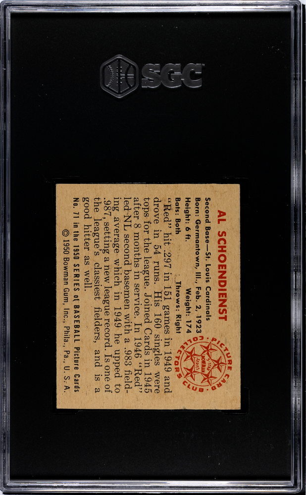 1950 Bowman Red Schoendienst #71 SGC 5