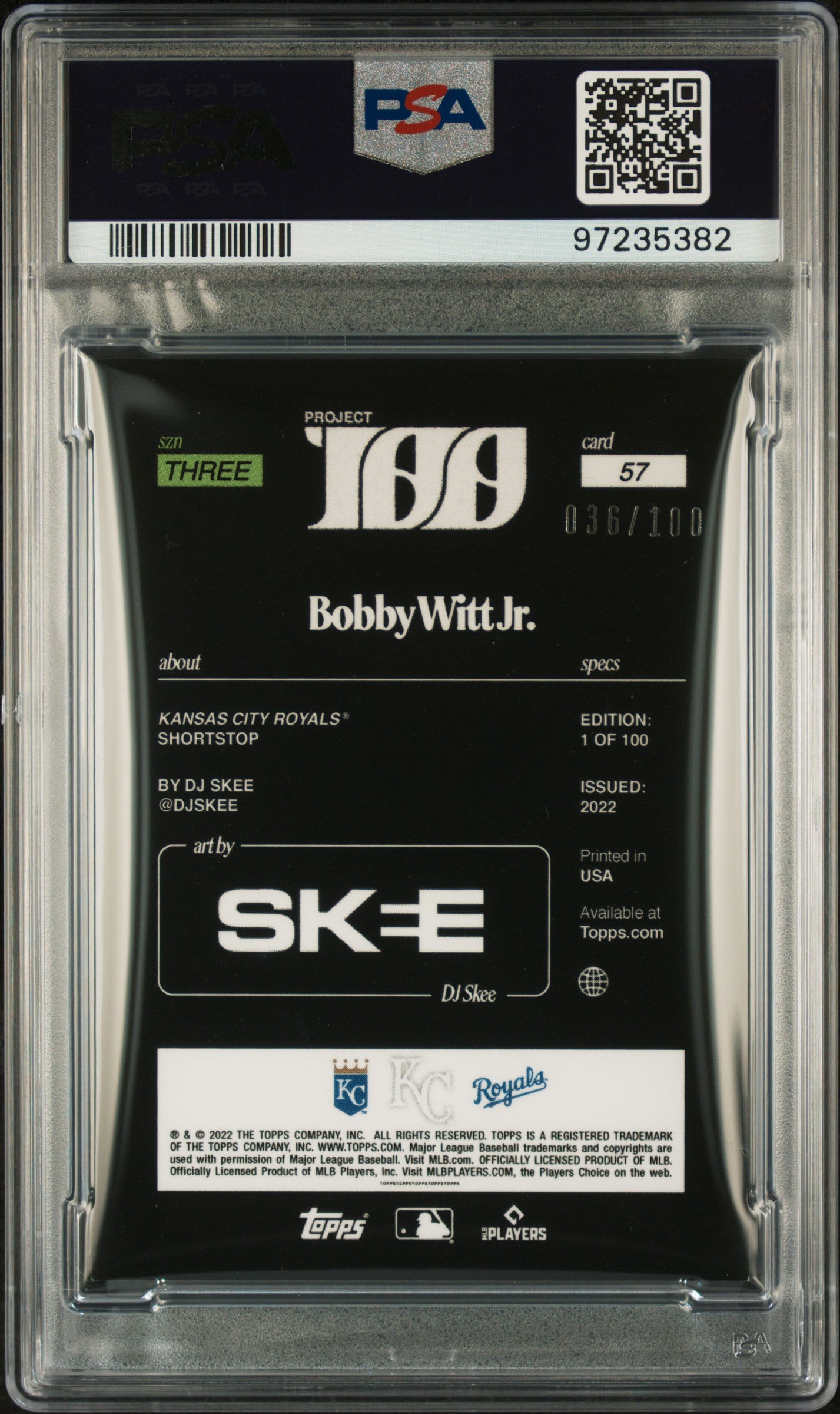 2022 Topps Project100 Bobby Witt JR. #57 Deluxe PSA 10