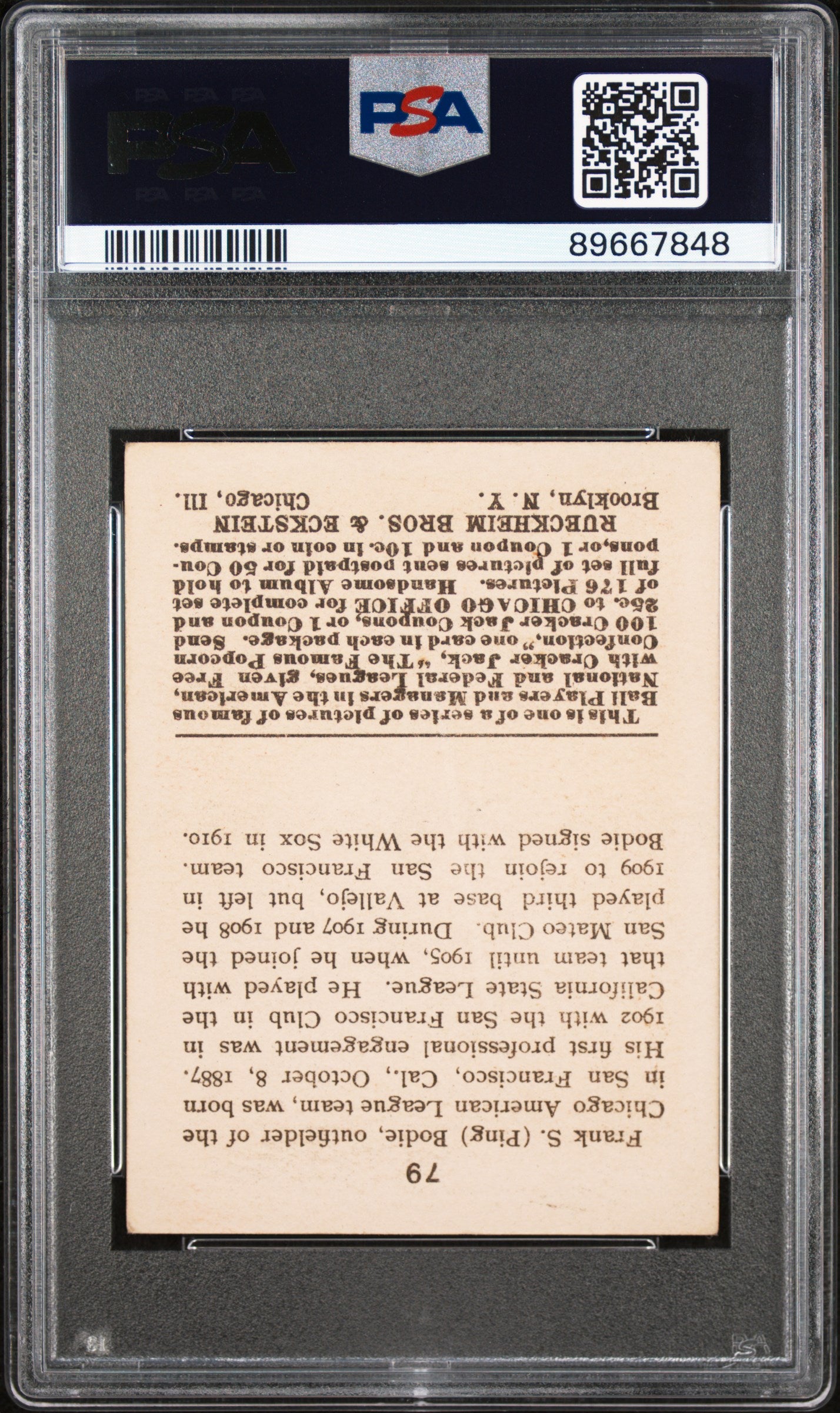 1914 Cracker Jack Ping Bodie #79 PSA 4