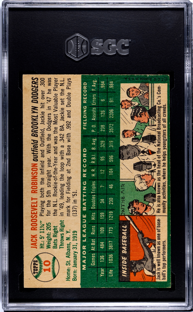 1954 Topps Jackie Robinson #10 SGC 6
