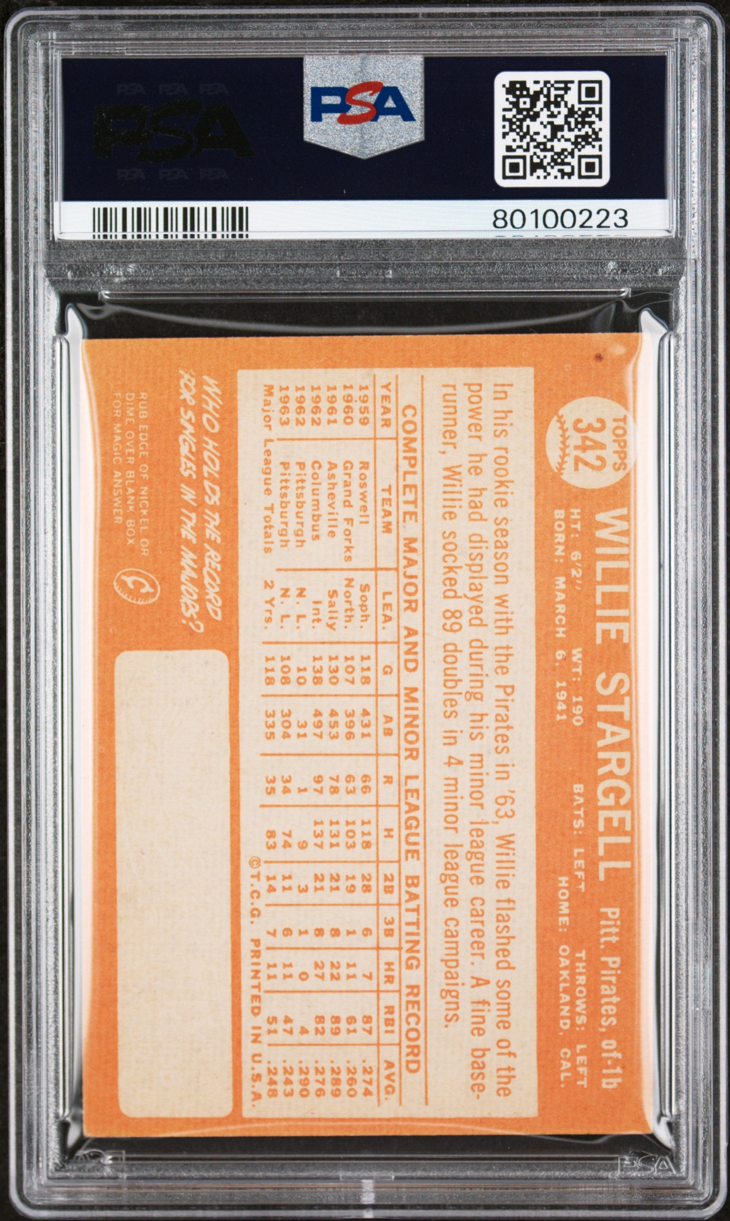 1964 Topps Willie Stargell #342 PSA 5