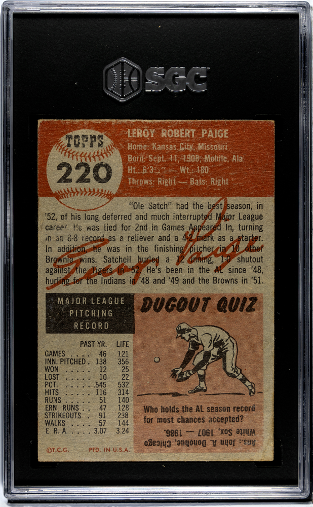 1953 Topps Satchel Paige #220 SGC 1