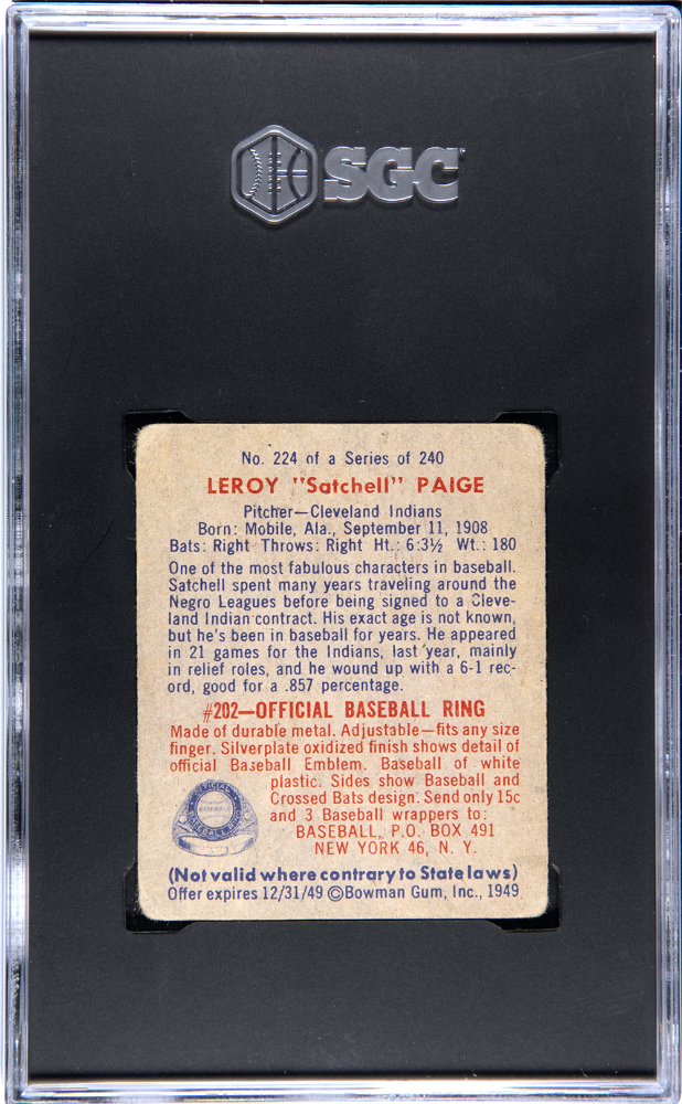 1949 Bowman Satchell Paige #224 SGC 2
