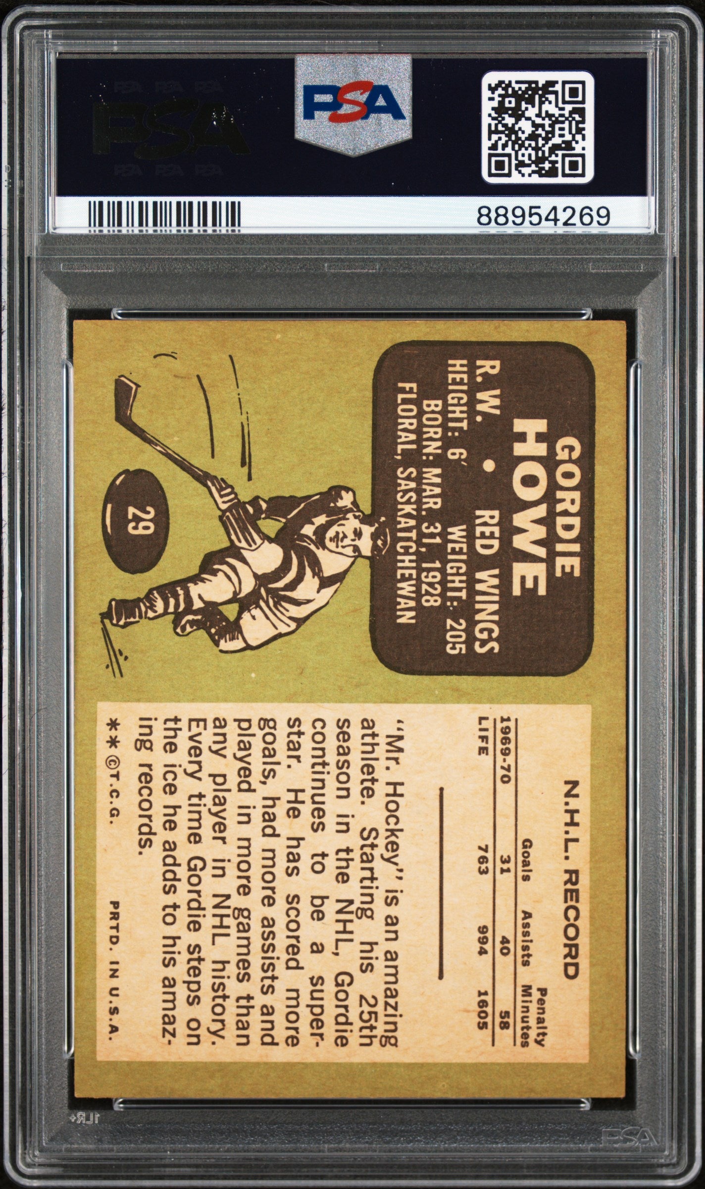 1970 Topps Gordie Howe #29 PSA 6