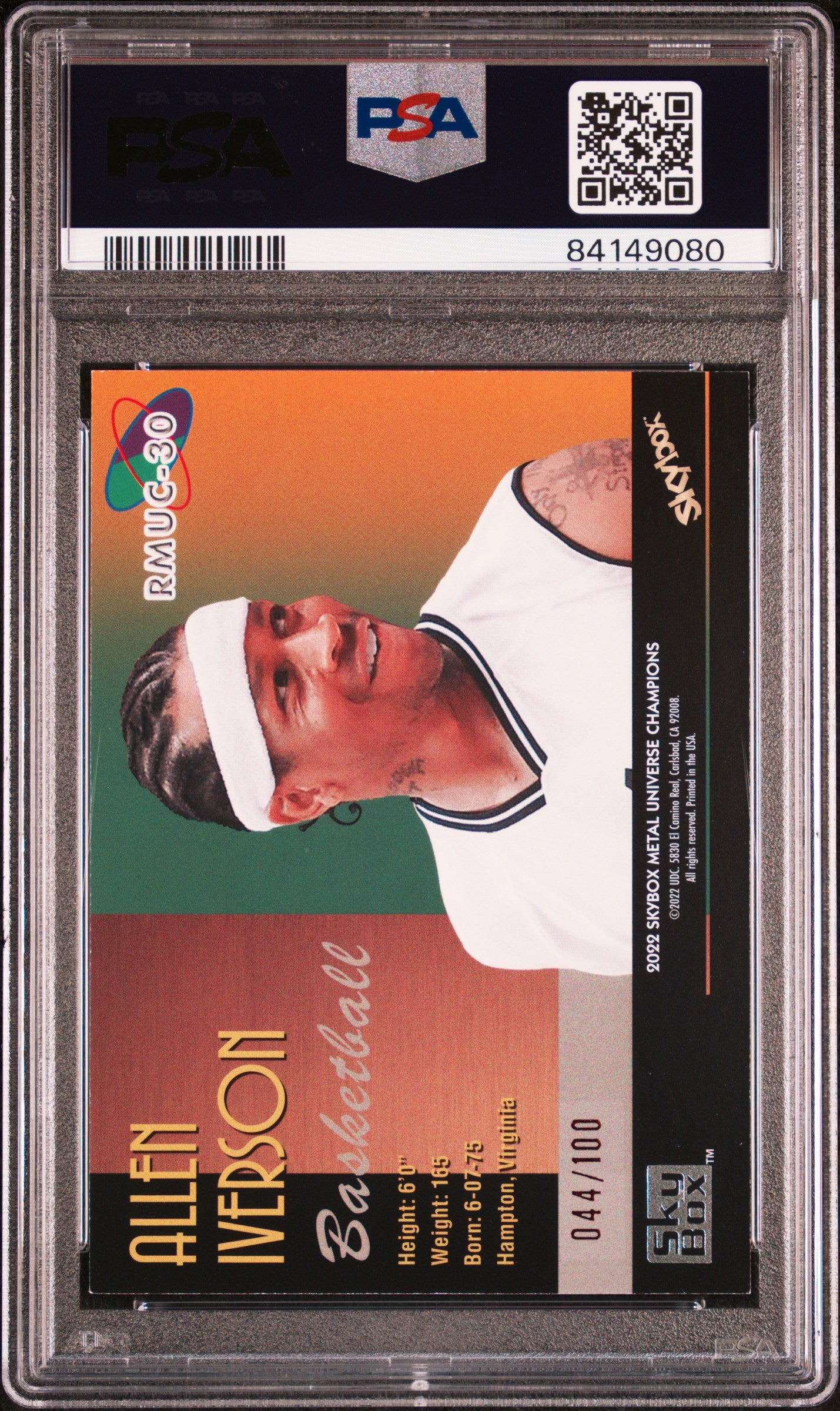 2022 Skybox Metal Universe Champions 1997-98 Allen Iverson #30 PMG Red PSA 8
