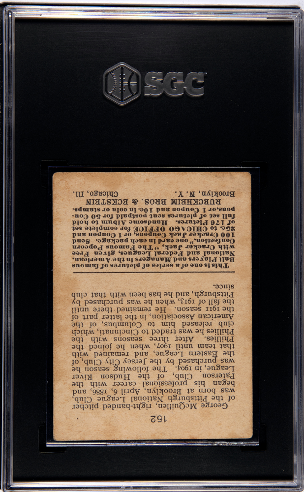 1915 Cracker Jack George Mcquillen #152 SGC 3