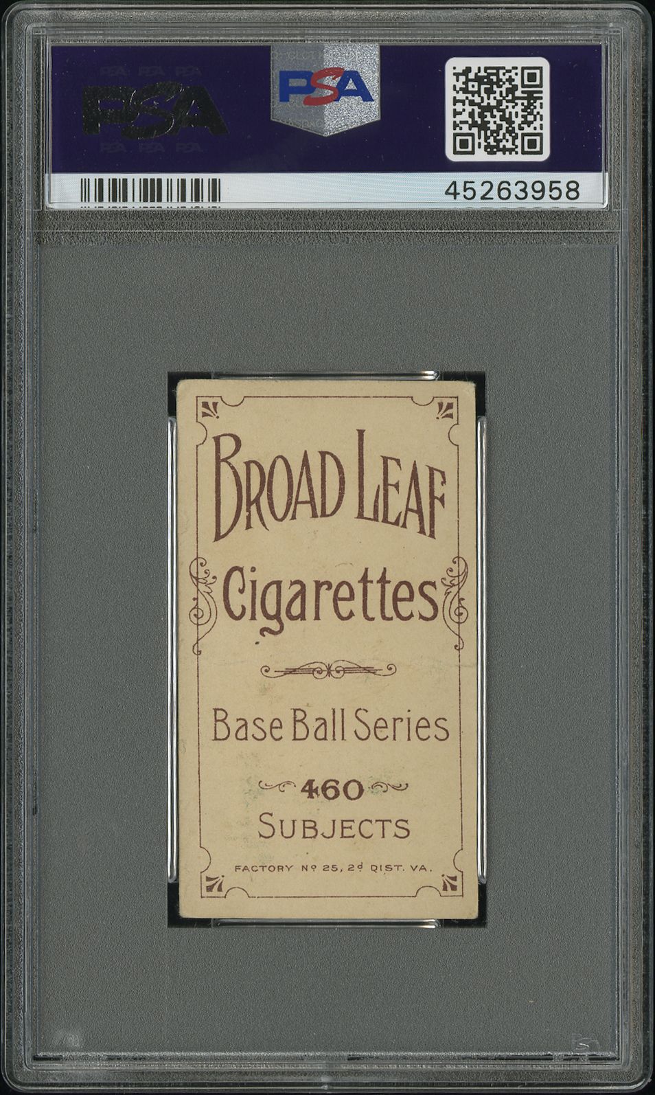 1909-11 T206 Broad Leaf 460 Johnny Evers With Bat,Chicago On Shirt PSA 2