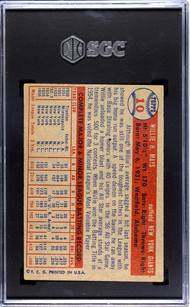 1957 Topps Willie Mays #10 SGC 3.5