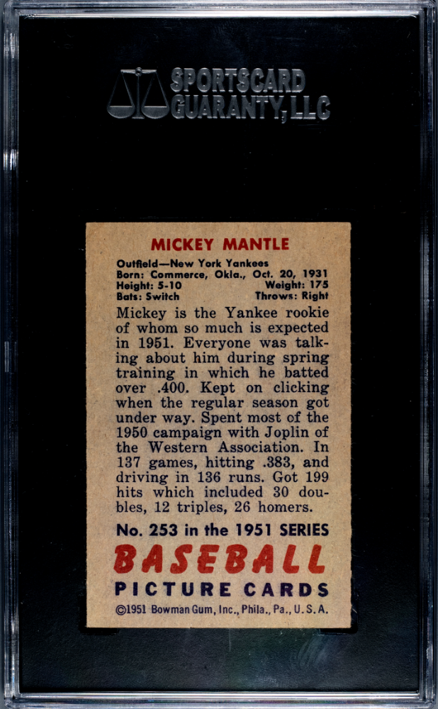 1951 Bowman Mickey Mantle #253 SGC 5