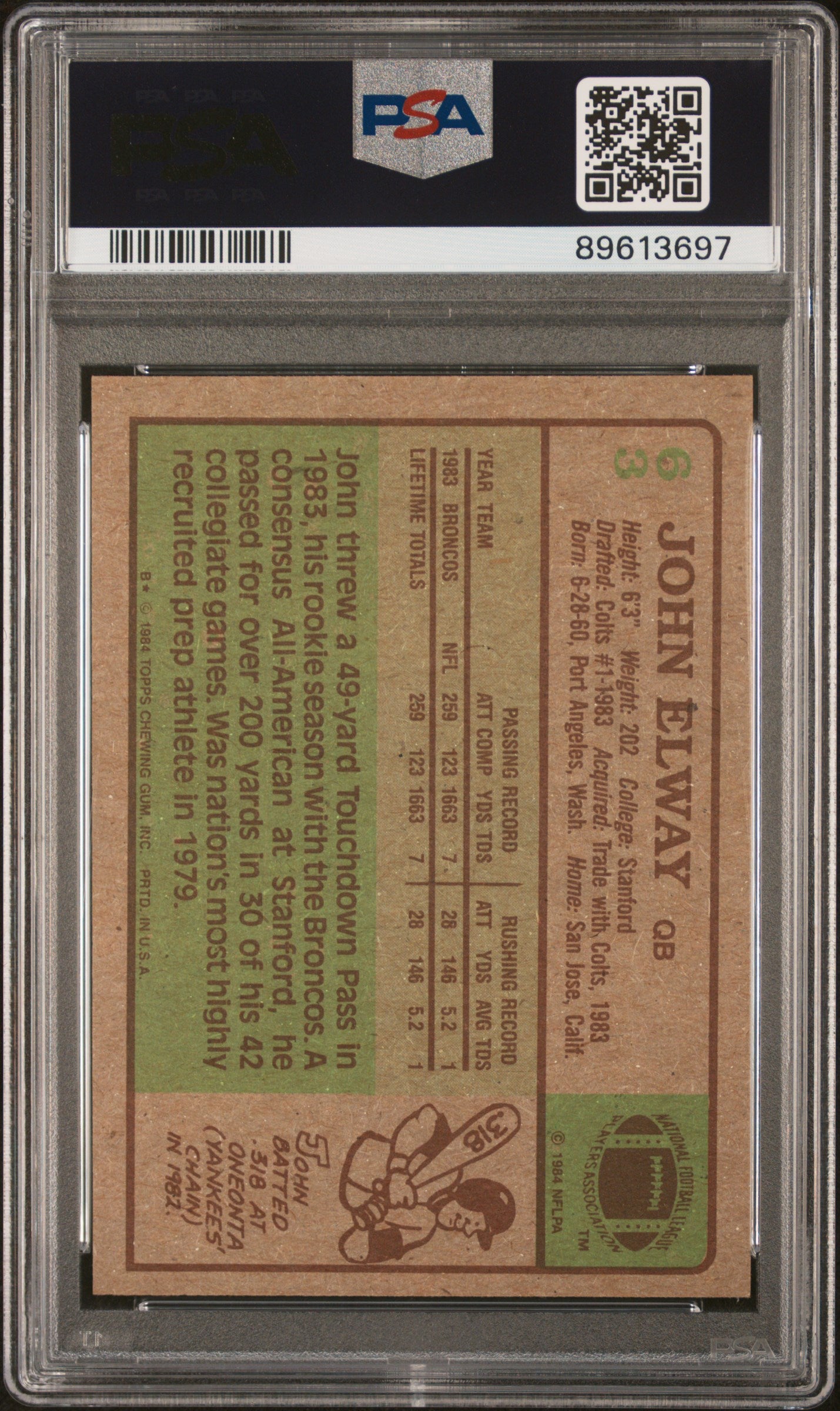 1984 Topps John Elway #63 PSA 9