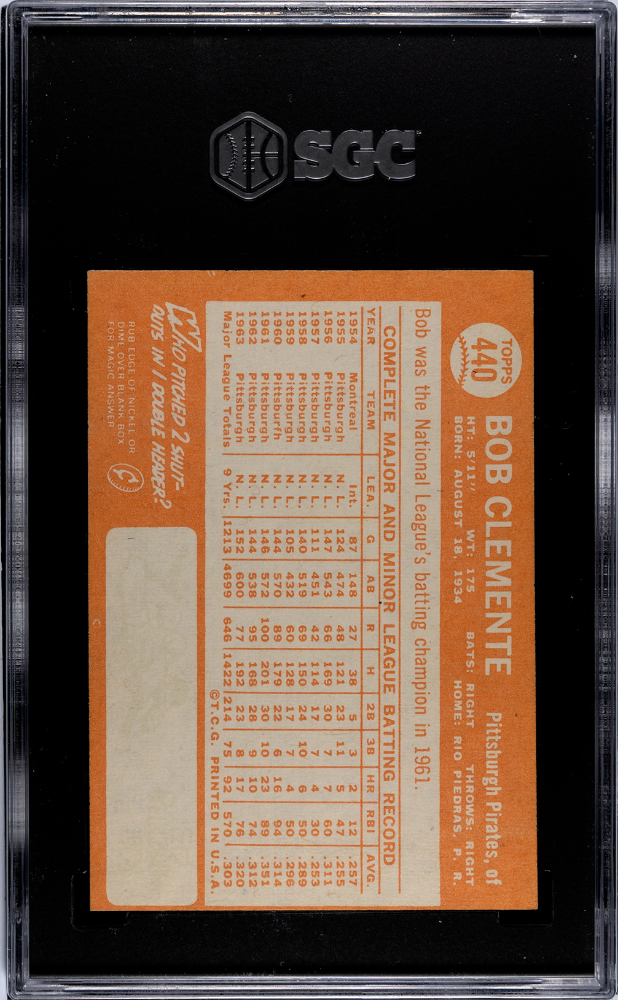 1964 Topps Bob Clemente #440 SGC 7