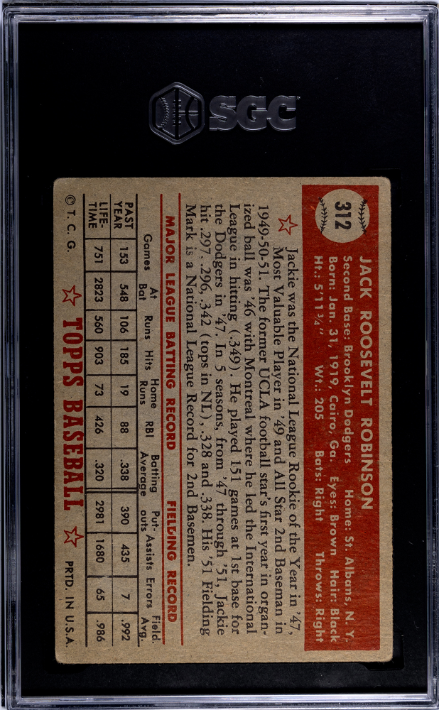 1952 Topps Jackie Robinson #312 SGC 3