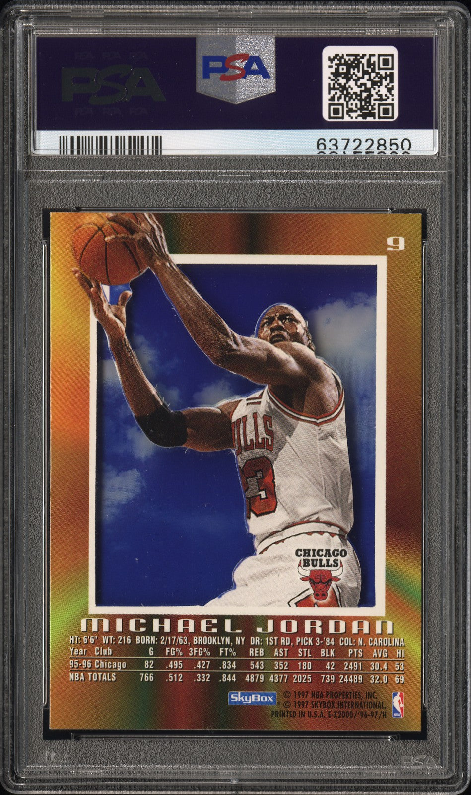 1996 Skybox E-X2000 Michael Jordan #9 PSA 9