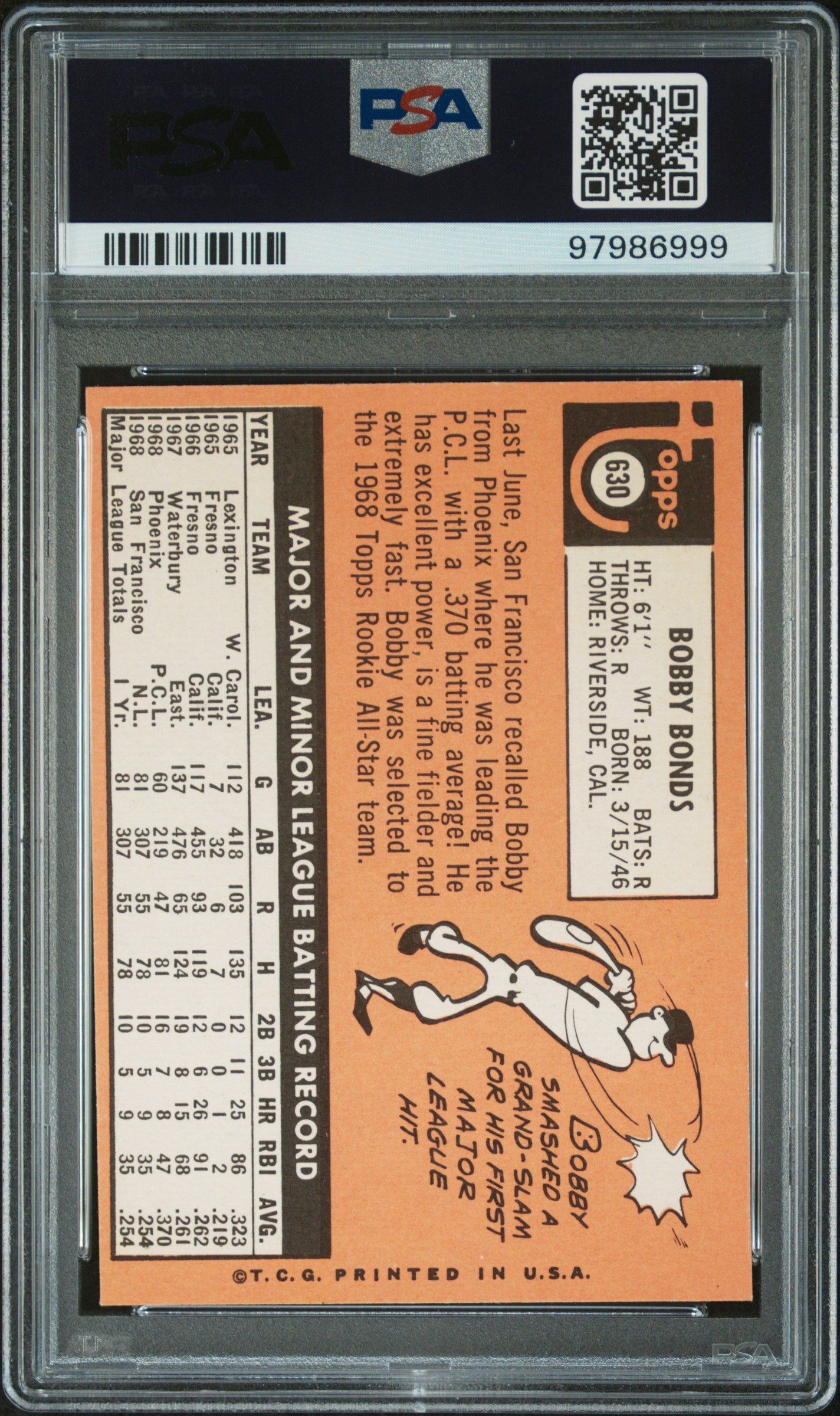 1969 Topps Bobby Bonds #630 All Star Rookie PSA 8