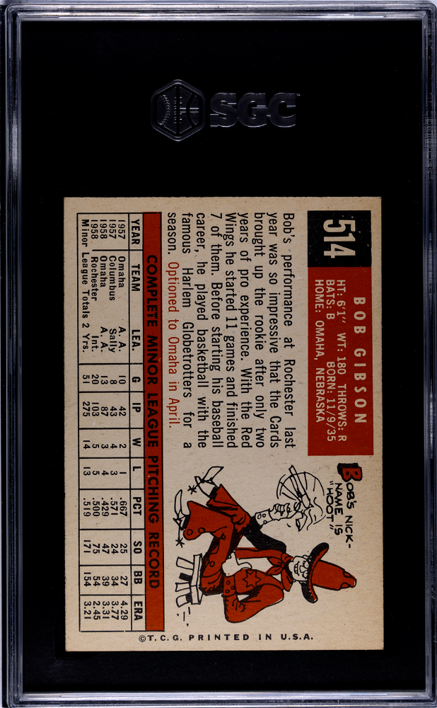 1959 Topps Bob Gibson #514 SGC 8.5
