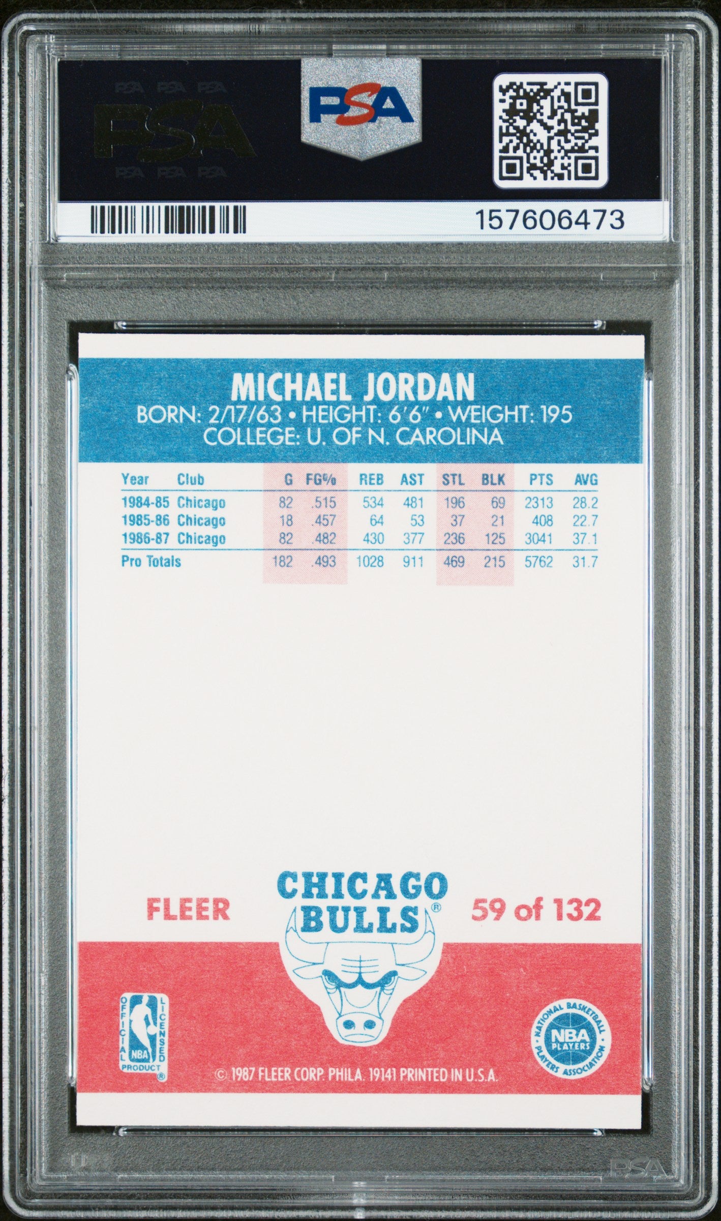 1987 Fleer Michael Jordan #59 PSA 8