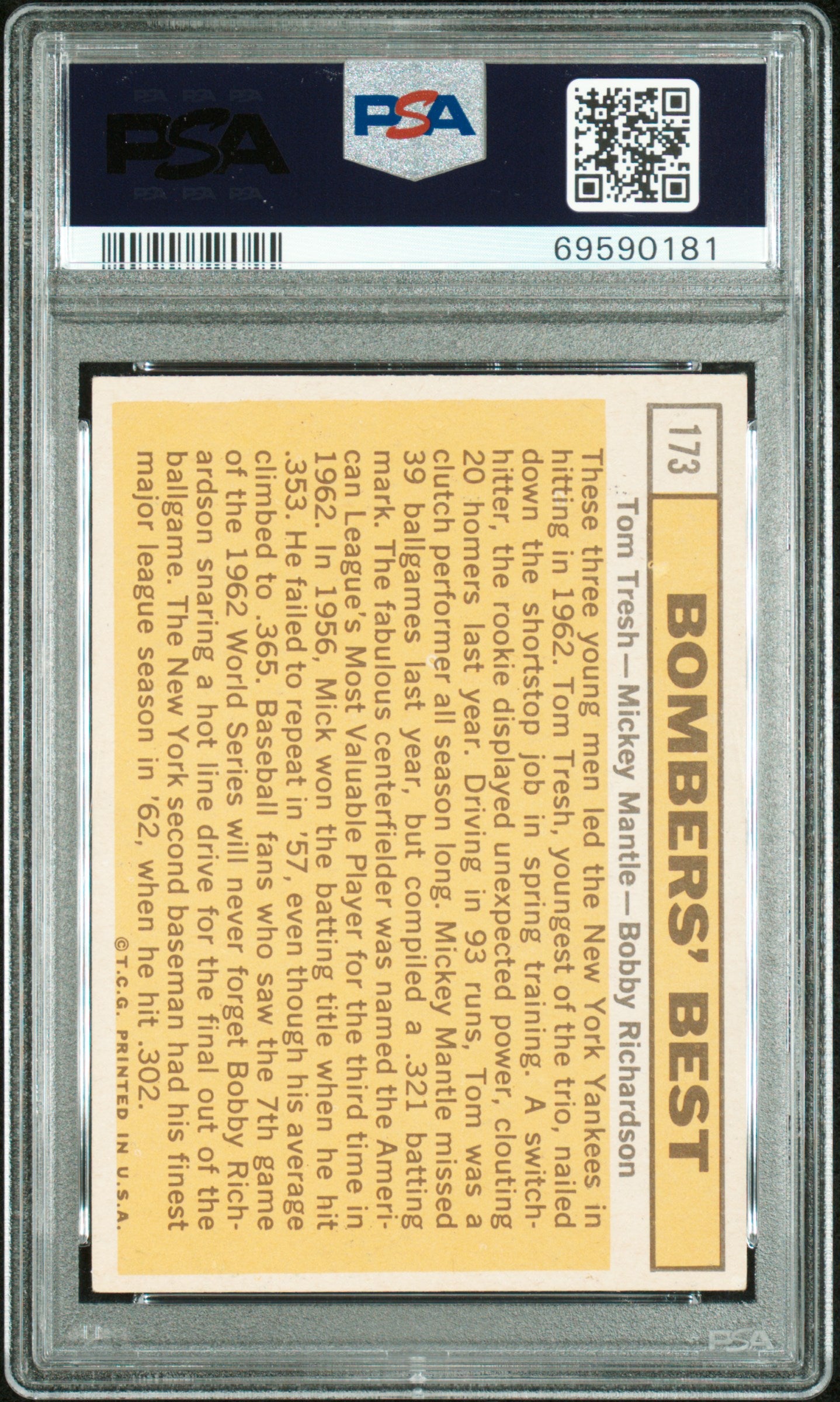 1963 Topps Bombers' Best #173 Tresh Mantle Richardson PSA 5