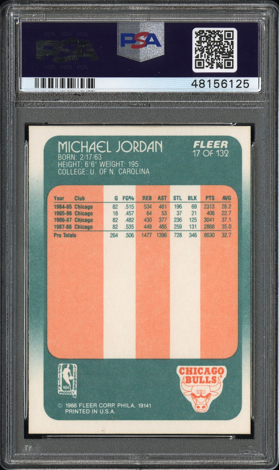 1988 Fleer Michael Jordan #17 PSA 9