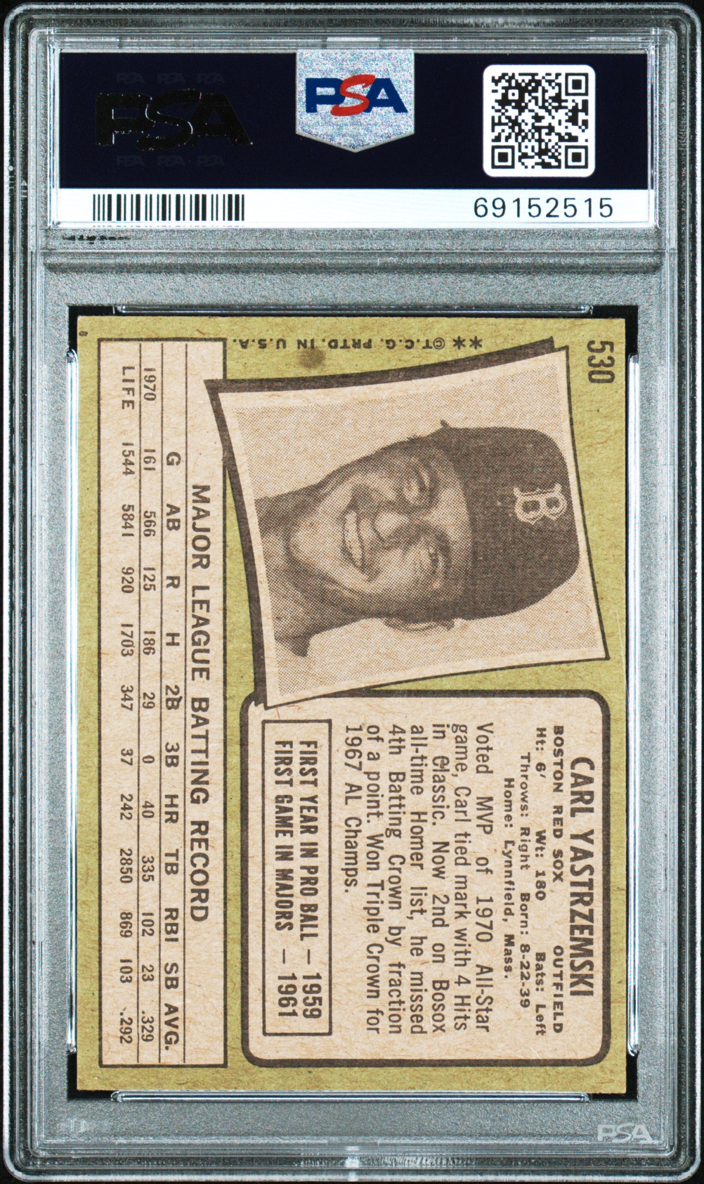 1971 Topps Carl Yastrzemski #530 PSA 7