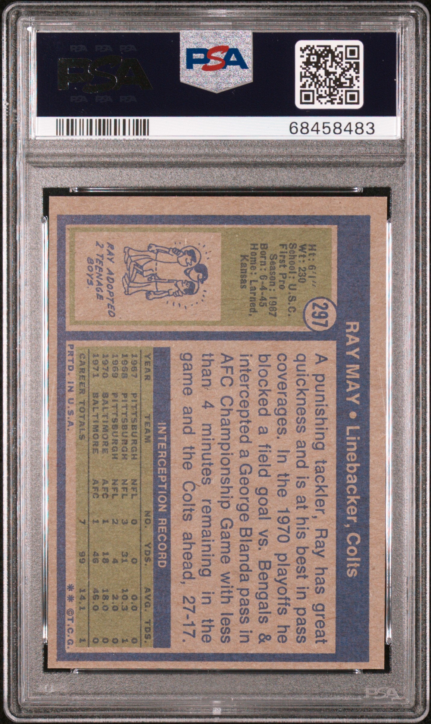 1972 Topps Ray May #297 PSA 8