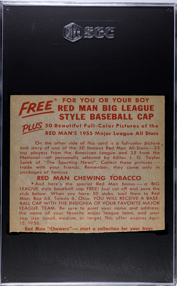 1955 Redman Tobacco Warren Spahn #NL-10 (Without Tab) SGC A