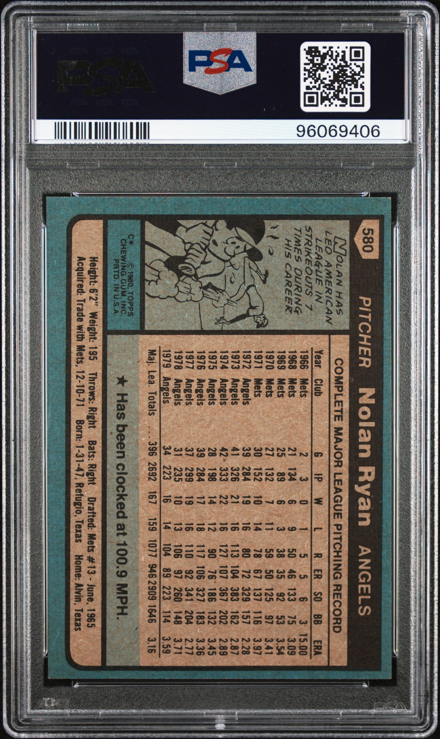 1980 Topps Nolan Ryan #580 PSA 7