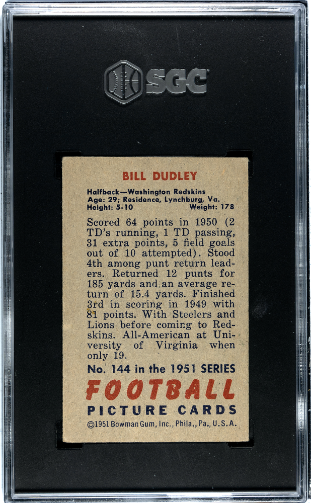 1951 Bowman Bill Dudley #144 SGC 5